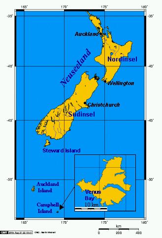 Острова Кэмпбелл на карте