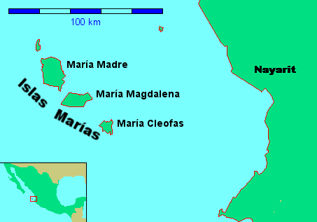 Архипелаг Ислас-Мариас на карте