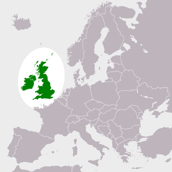Британские острова на карте Европы