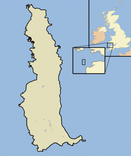 Остров Ланди на карте Великобритании