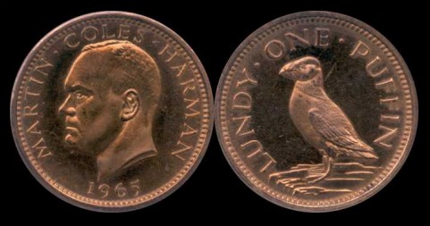 Монета в 1 паффин 1965 года