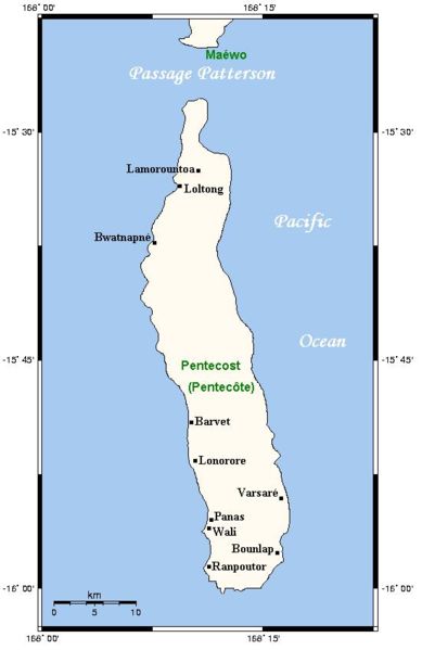 Карта острова Пентекост