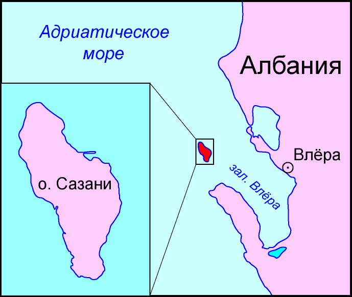 Карта острова Сазани