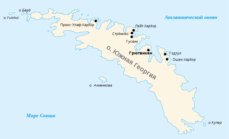 Остров Южная Георгия на карте