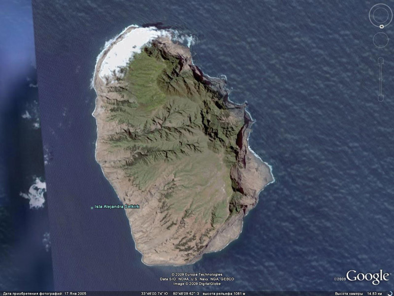 Снимок со спутника острова Александра Селькирка