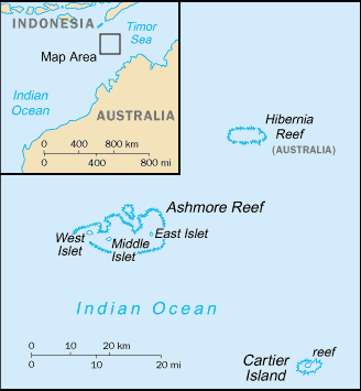 Карта островов Ашмор и Картье