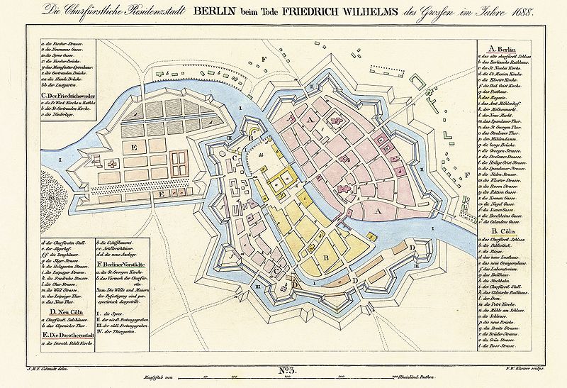 Шпрееинзель на карте города 1688 года 