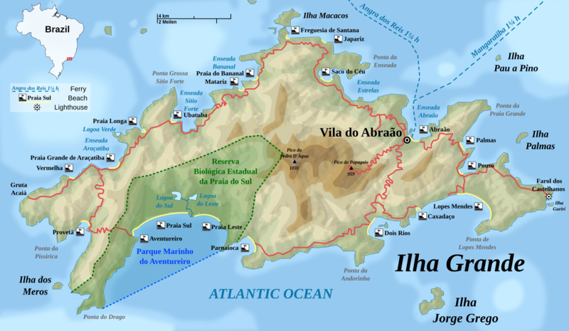 Топографическая карта острова Илья Гранде
