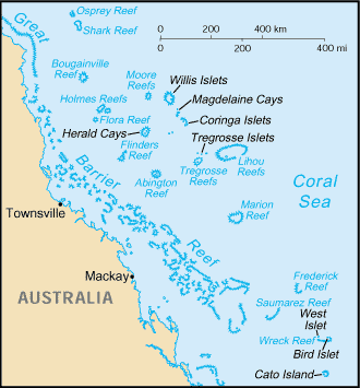 Карта островов Кораллового моря