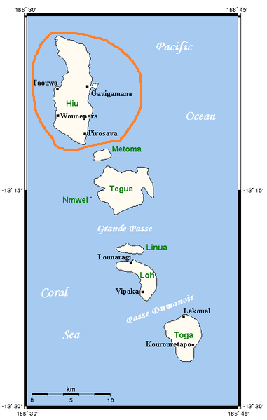 Остров Хиу на карте