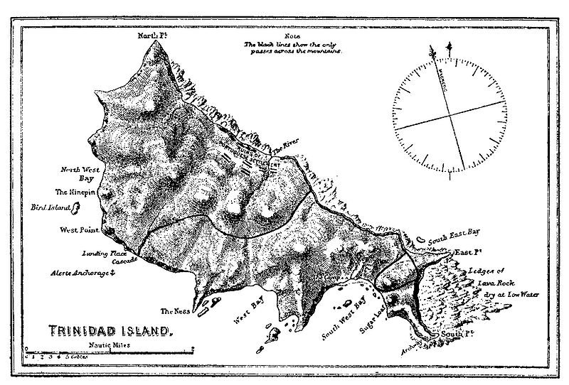 Карта островов Триндаде и Мартим Ваз