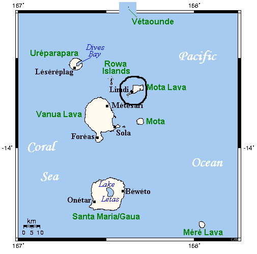 Карта островов Мота-Лава