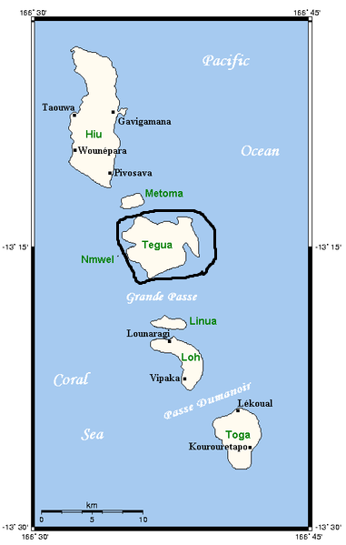 Остров Тегуа на карте