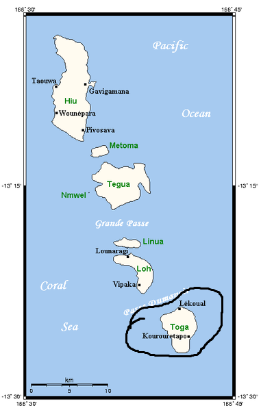 Остров Тога на карте