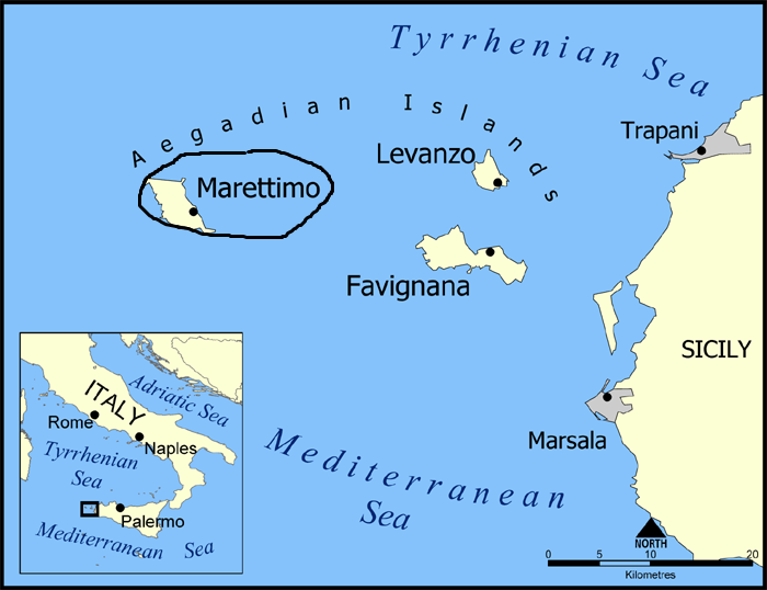 Остров Мареттимо на карте