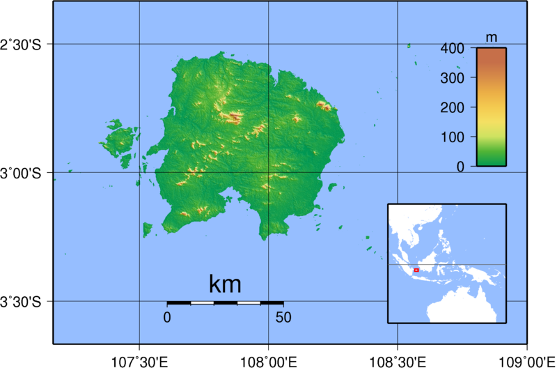 Остров Белитунг на карте