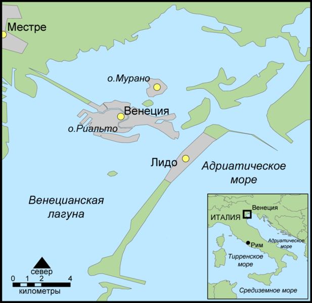 Остров Мурано на карте