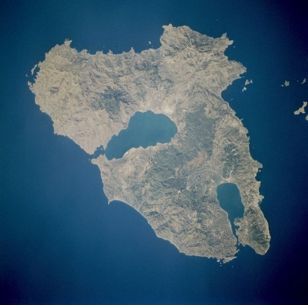 Вид на остров Лесбос из космоса