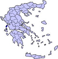 Положение острова Лефкас на карте