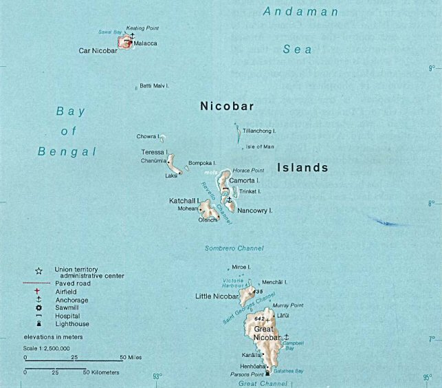 Карта Никобарских островов