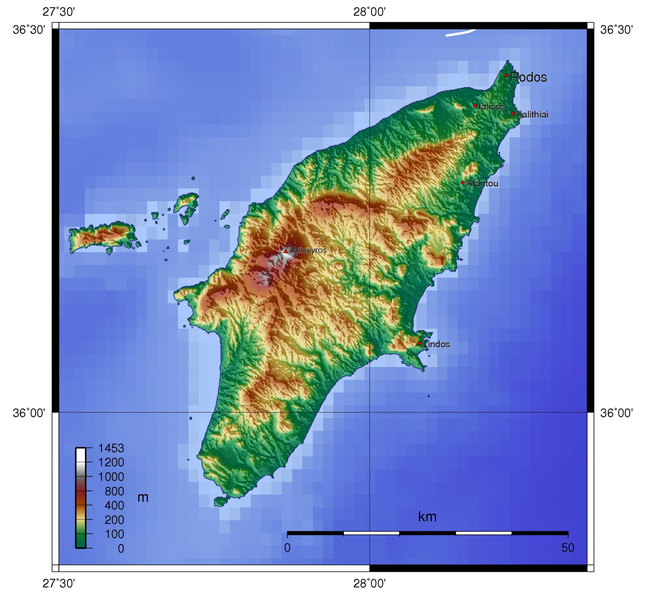 Положение острова Родос на карте мира