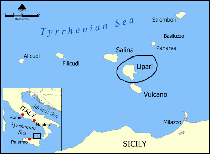 Остров Липари на карте