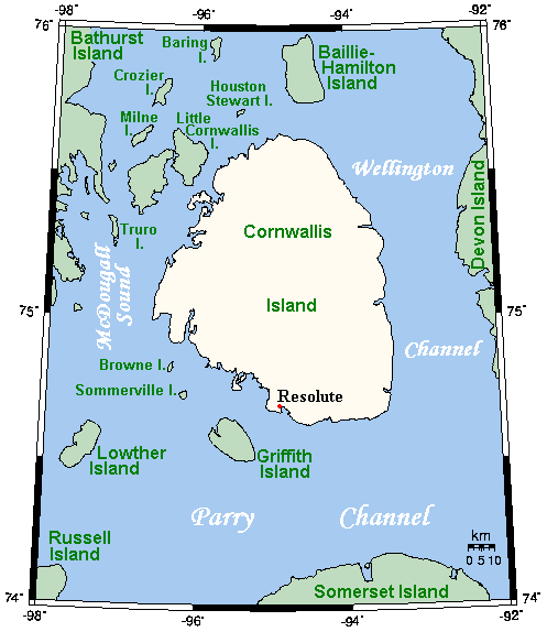 Остров Корнуоллис на карте