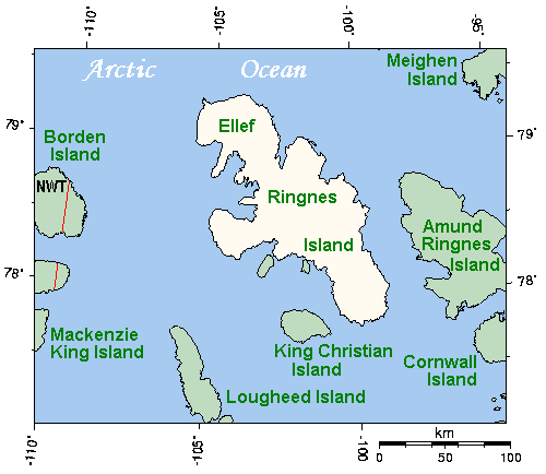 Остров Эллеф-Рингнес на карте