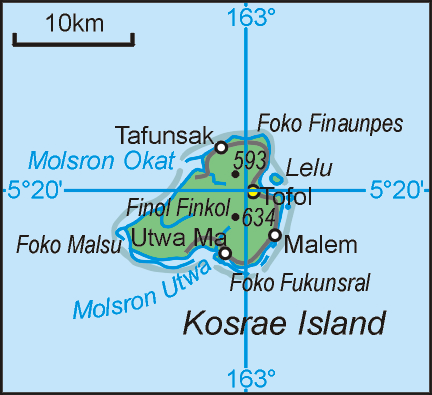 Карта острова Косраэ