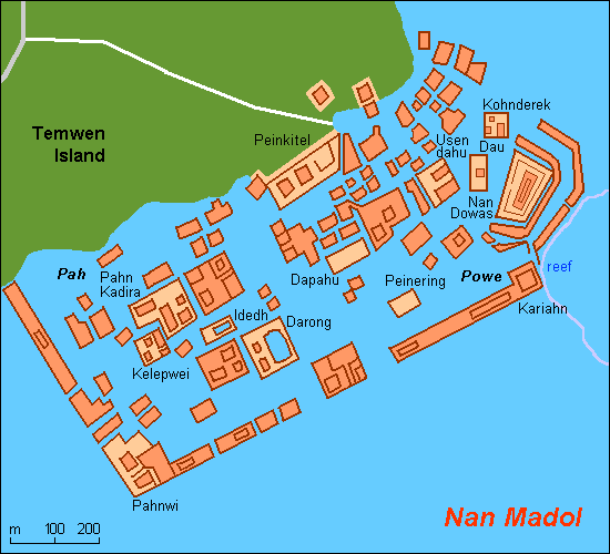 Карта острова Нан-Мадола