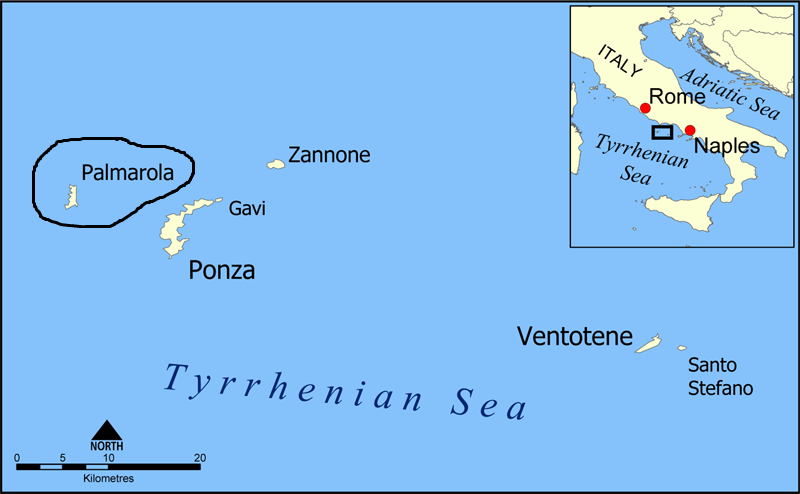 Остров Пальмарола на карте