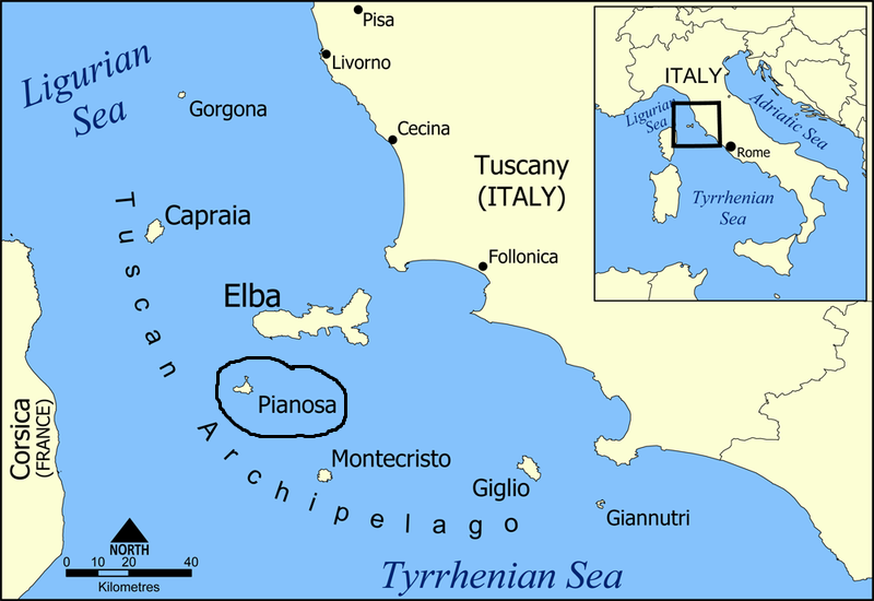 Остров Пианоза на карте