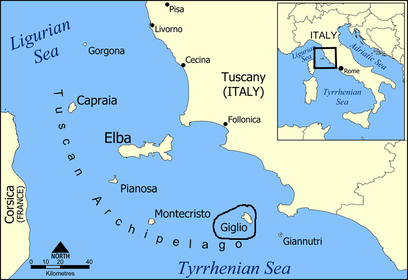 Остров Джилио на карте