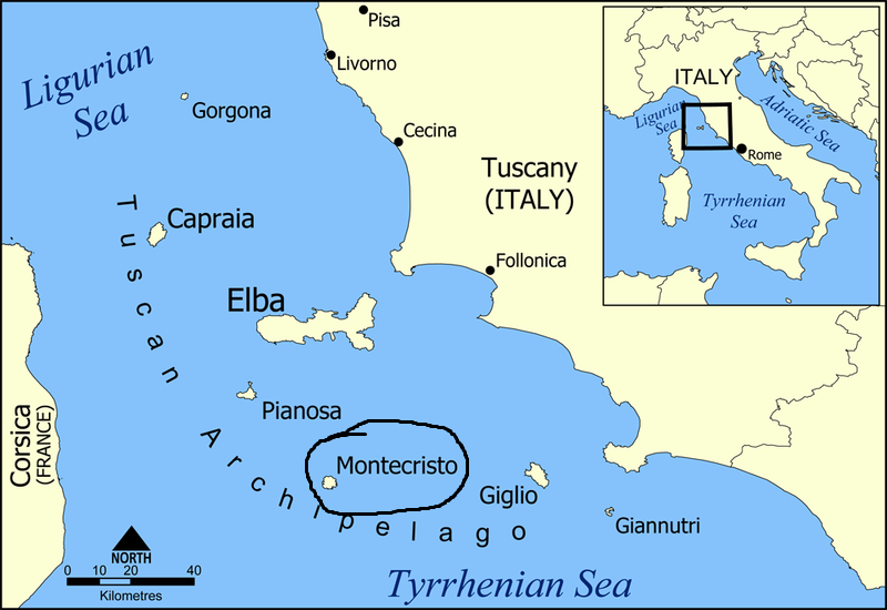 Остров Монтекристо на карте