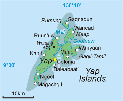 Острова Яп на карте