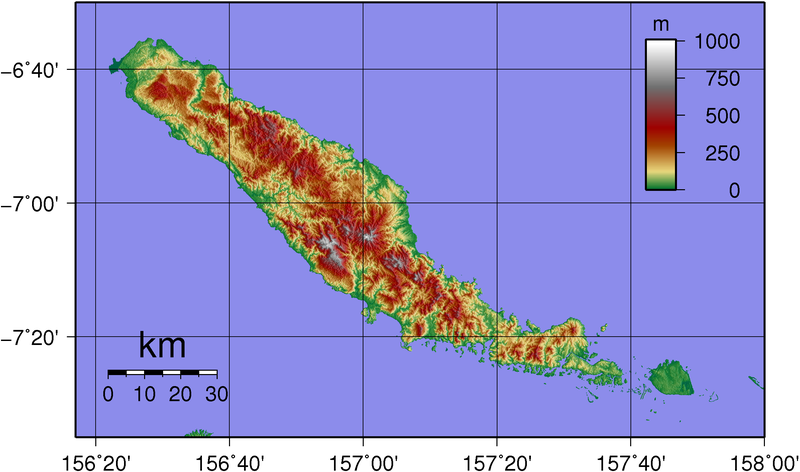 Топографическая карта острова Шуазёль