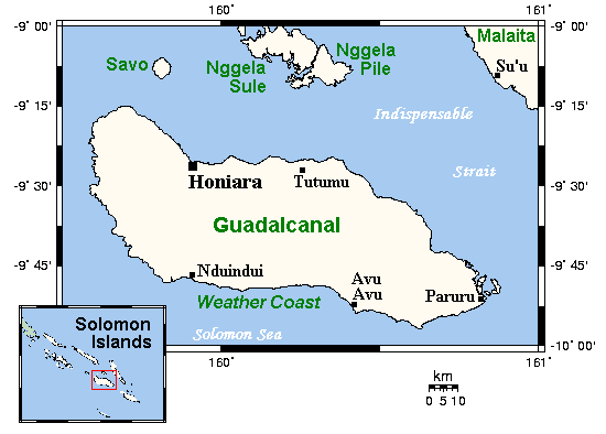 Карта острова Гуадалканал