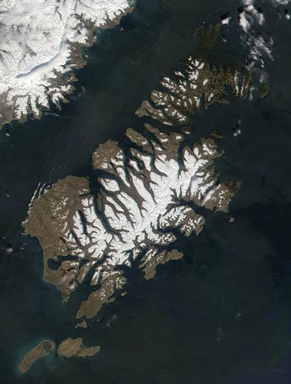 Спутниковый снимок Кадьякского архипелага