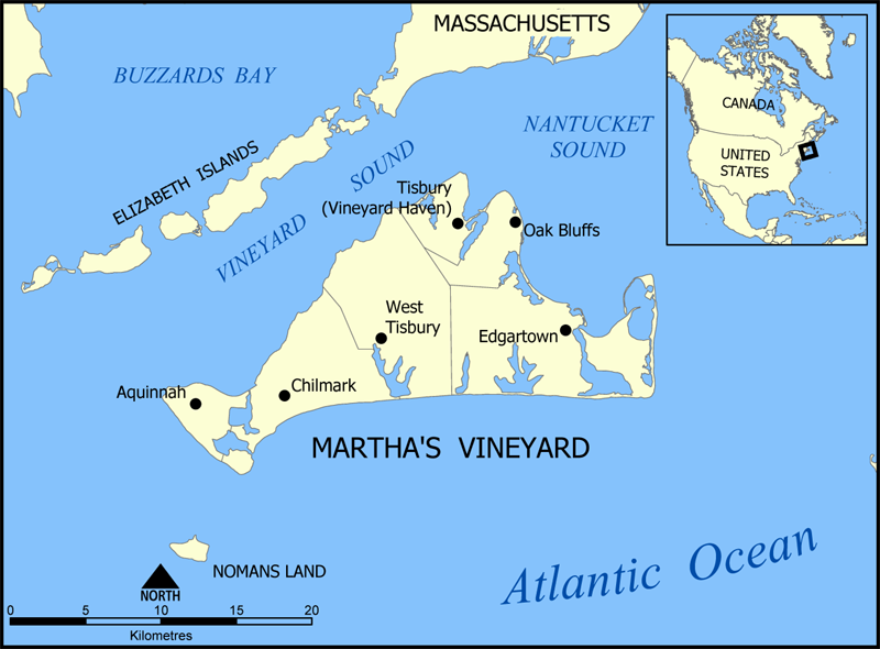 Остров Мартас-Винъярд на карте