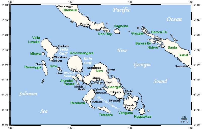 Карта островов Новая Георгия