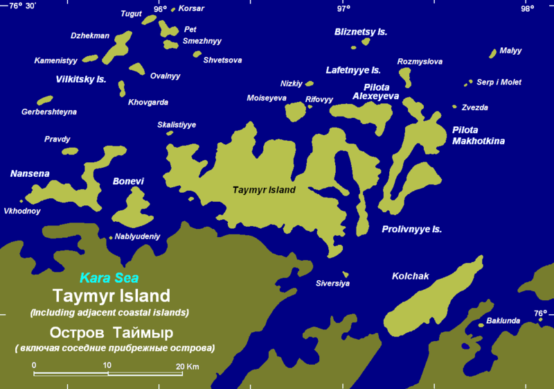 Остров Таймыр на карте