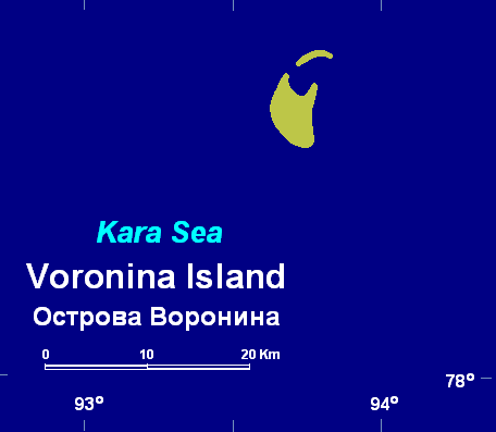 Острова Воронина на карте
