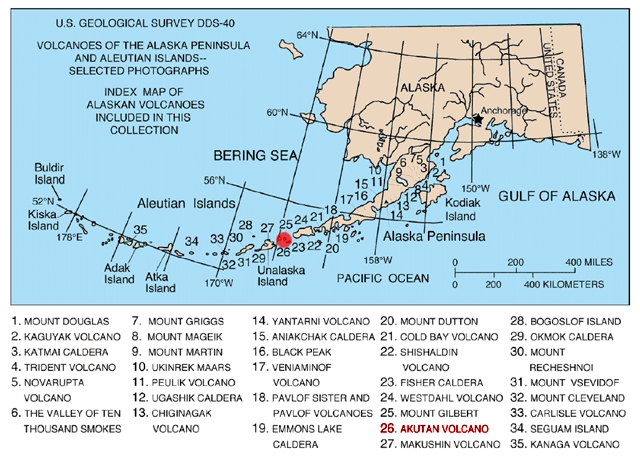 Остров Акутан на карте