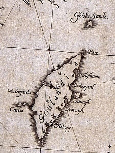Карта острова Готланда в 1626 году