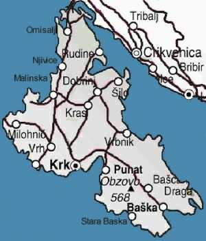 Карта острова Крк