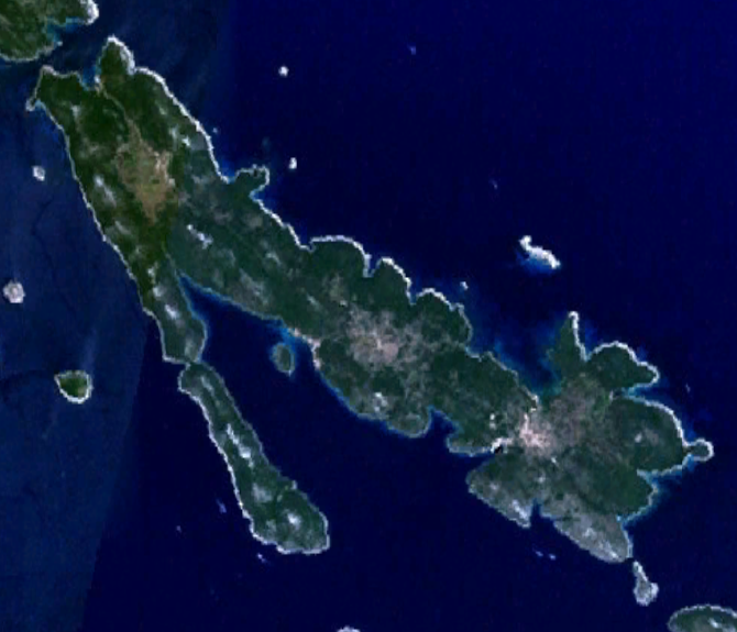 Вид со спутника на остров Молат
