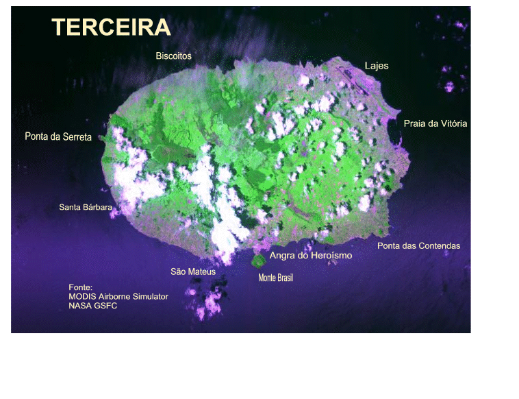 Вид остров Терсейра с самолёта
