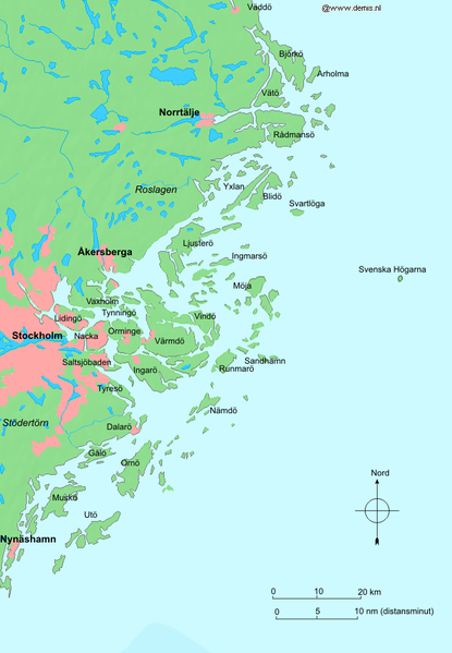 Карта Стокгольма и архипелага