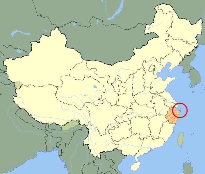Город Чжоушань на карте мира