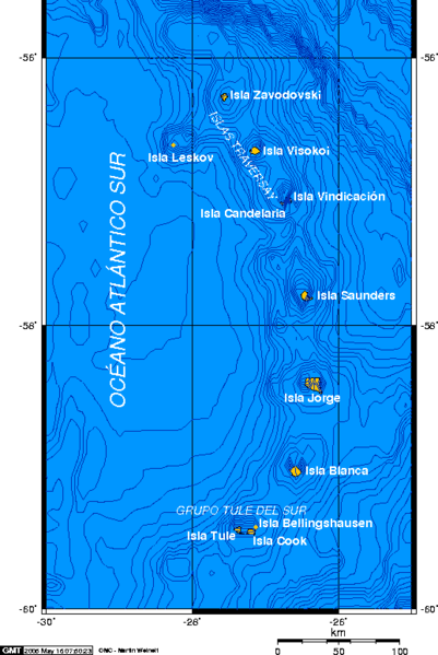Южные Сандвичевы острова на карте